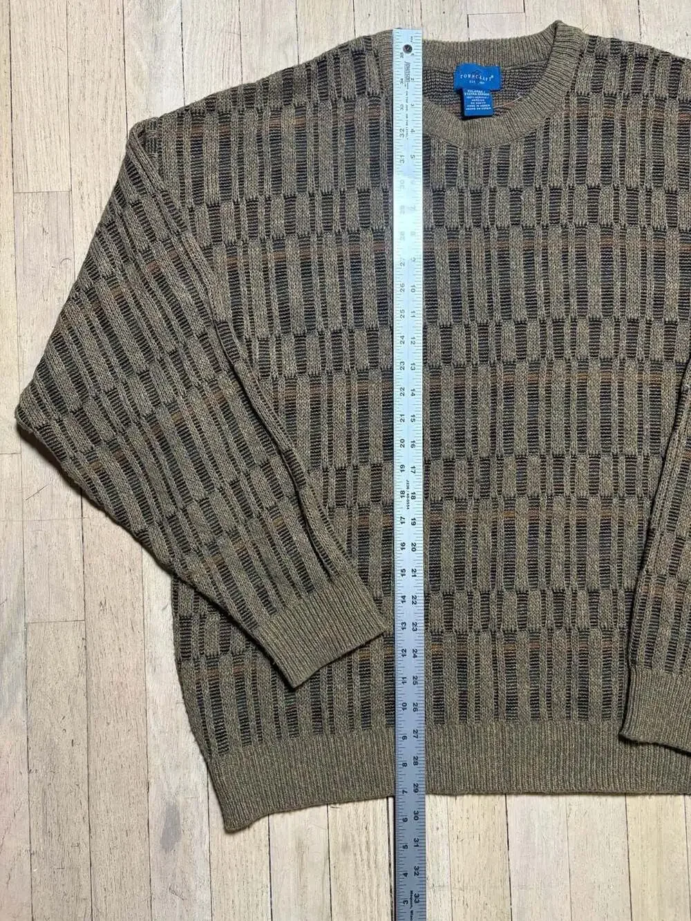 Vintage Towncraft Brown Geometric Pattern Crewneck Acrylic Sweater XXL